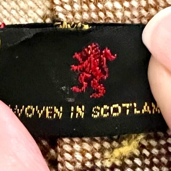 Vintage Scottish Plaid Check Classic Woven Tie Brown Gray 100% Pure Wool - Picture 7 of 7